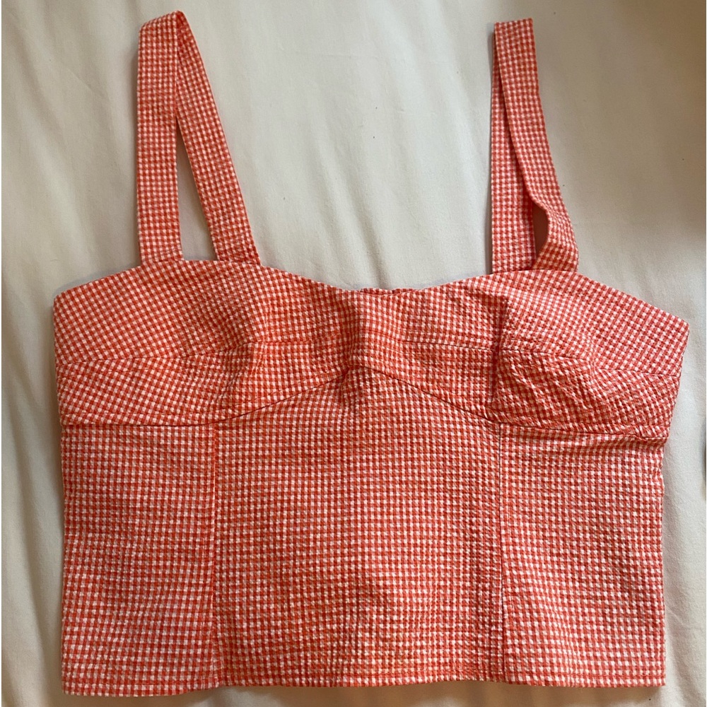 Zara S Corset Patterned Gingham Top